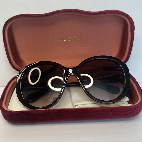 💯 - New Authentic - GUCCI Brown Gradient Oval Sunglasses GG0368S 002 55 - Picture 5 of 16
